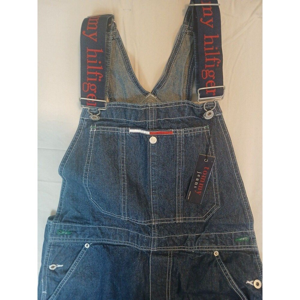 Tommy Hilfiger Overalls MED Blue Denim Carpenter 90s Y2K NEW Wide Leg